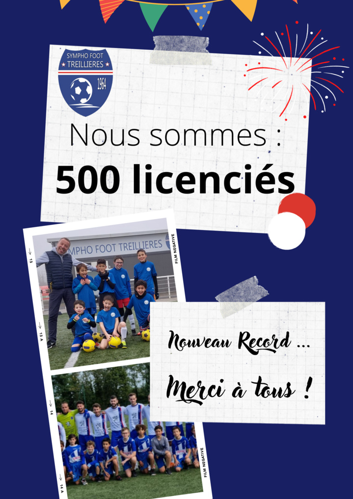 Informations importantes > Nous sommes 500 licenciés !