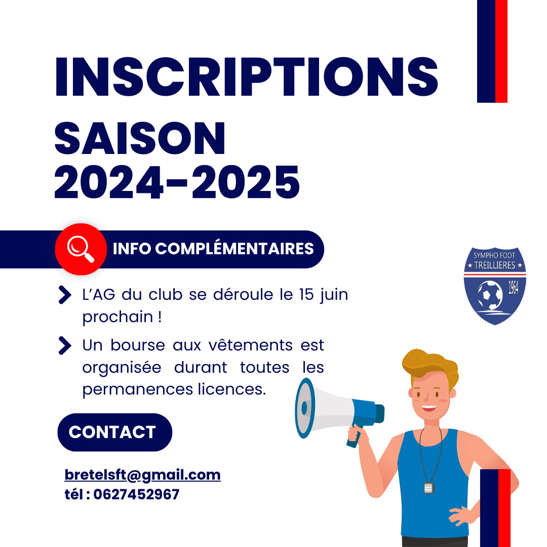 Informations inscriptions saison 2024-2025